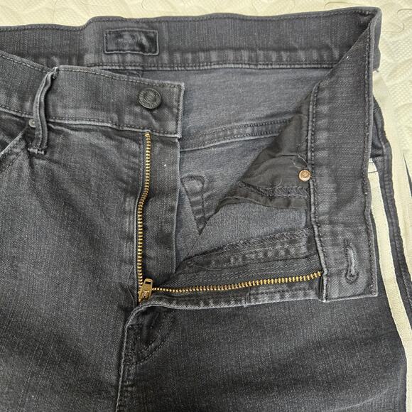 Mother Jeans Womens 29 Insider Crop Step Fray Guilty Racer Black White Stripe - Picture 9 of 13